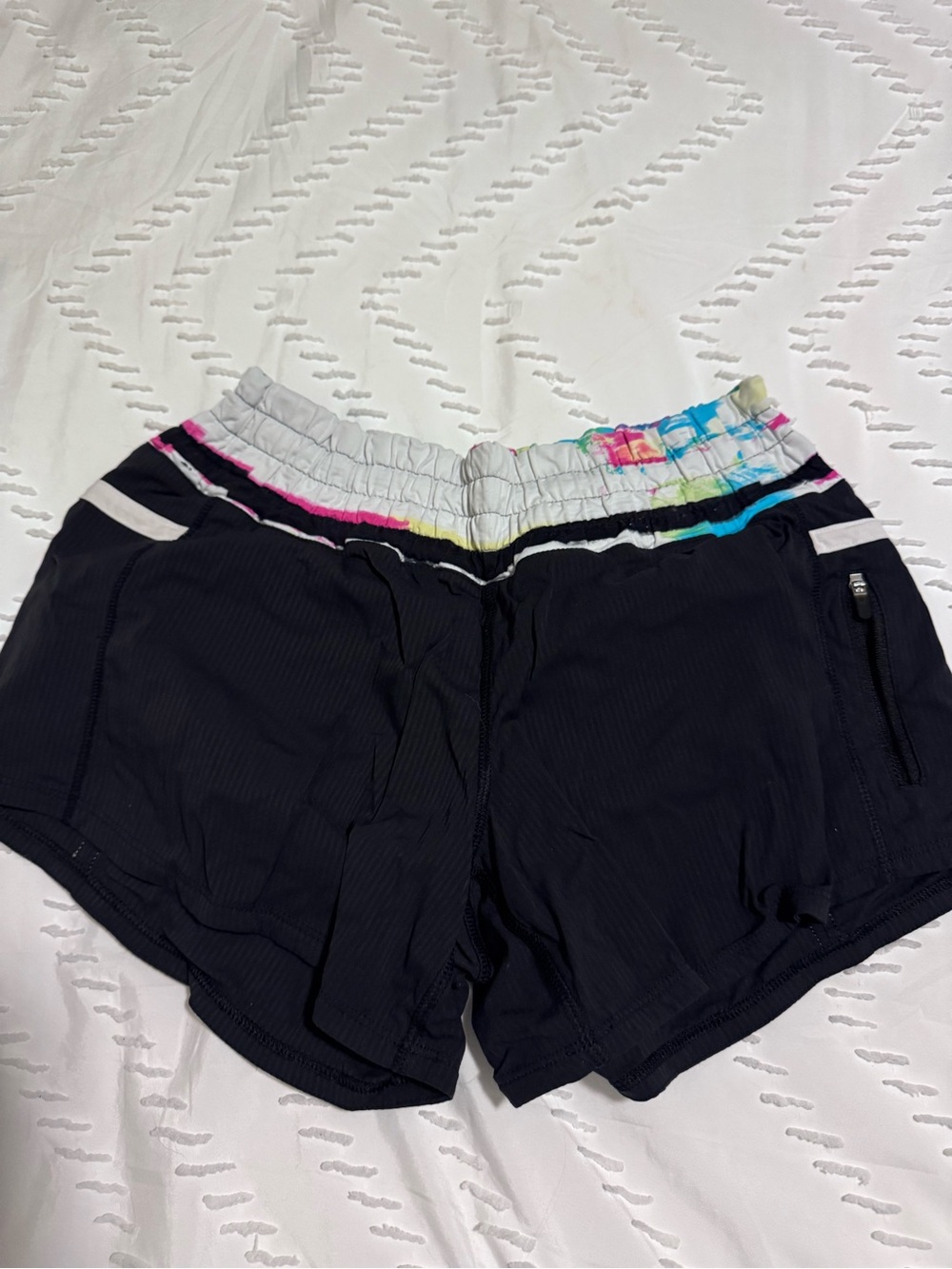 Lululemon Shorts Black Graffiti Paint Splatter Print